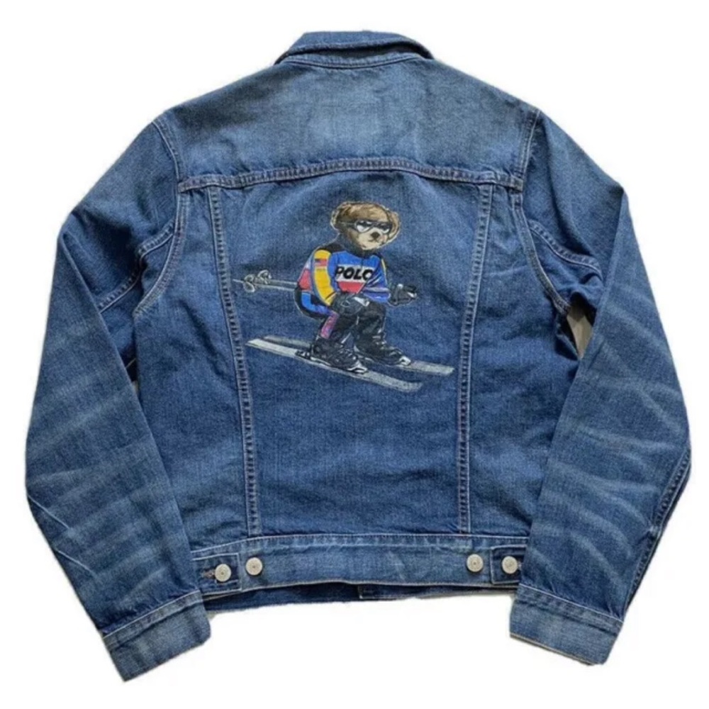 Polo by Ralph Lauren Blue Denim Jacket with Bear Design